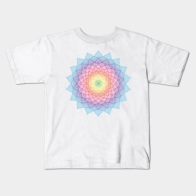 Rainbow Floral Mandala Kids T-Shirt by ElviraDraat